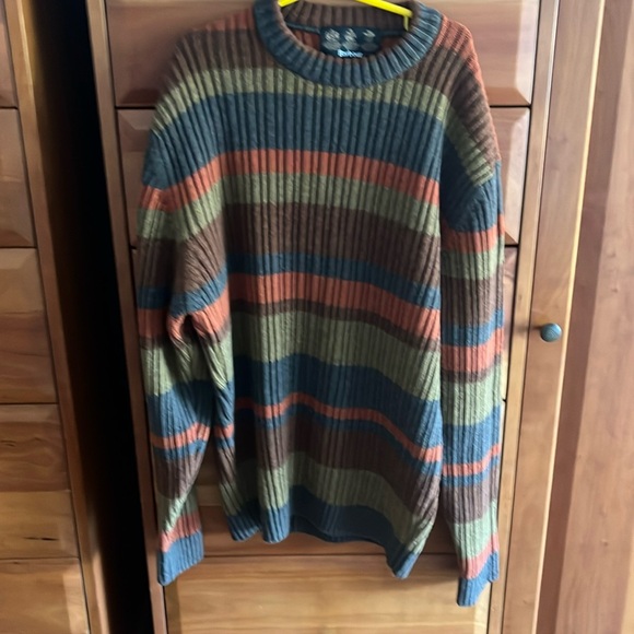 Barbour Sweater Men Multicolor earth tones Ribbed extra fine Merino Wool Medium